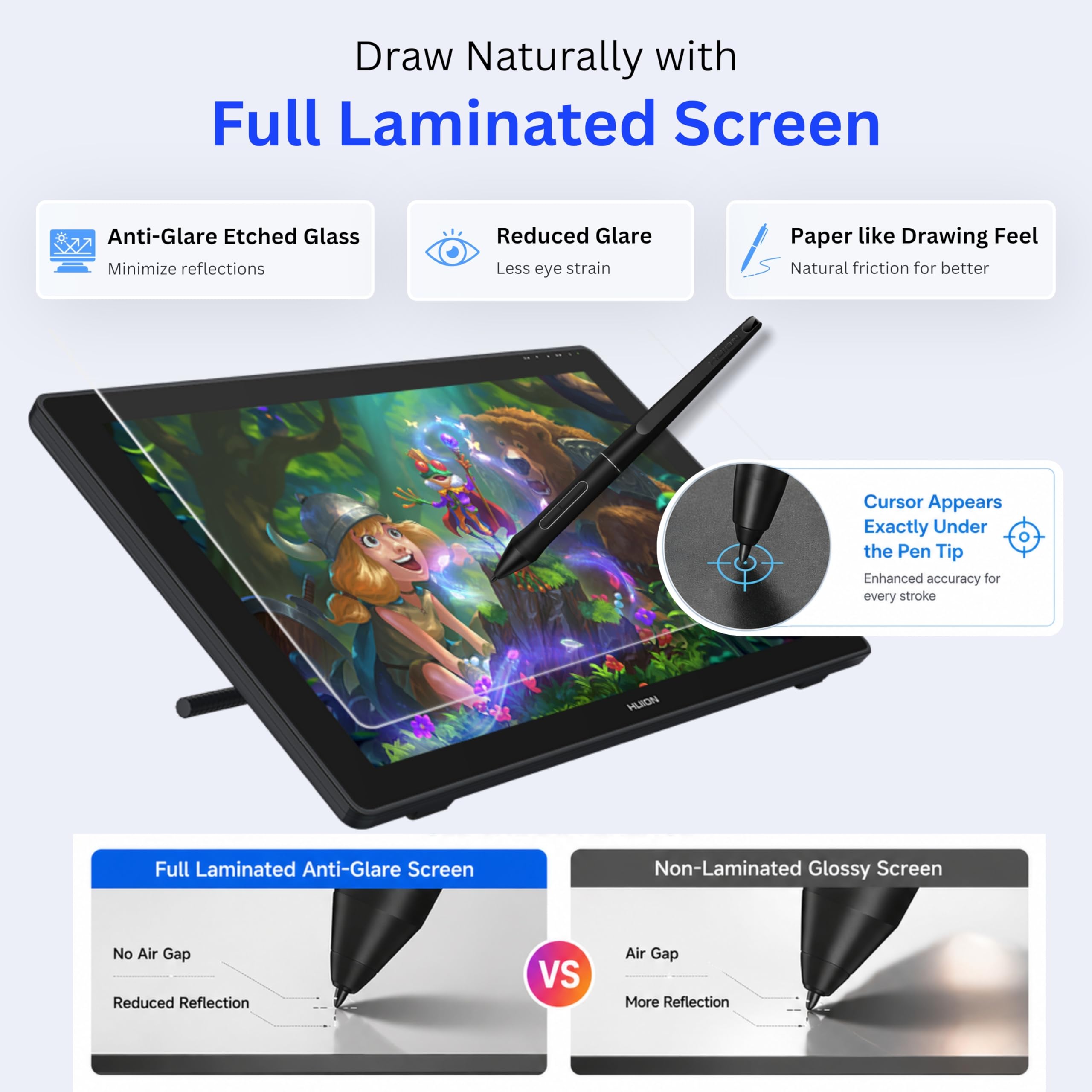 HUION KAMVAS RDS 220 Pen Display Graphics Drawing Tablet with Full